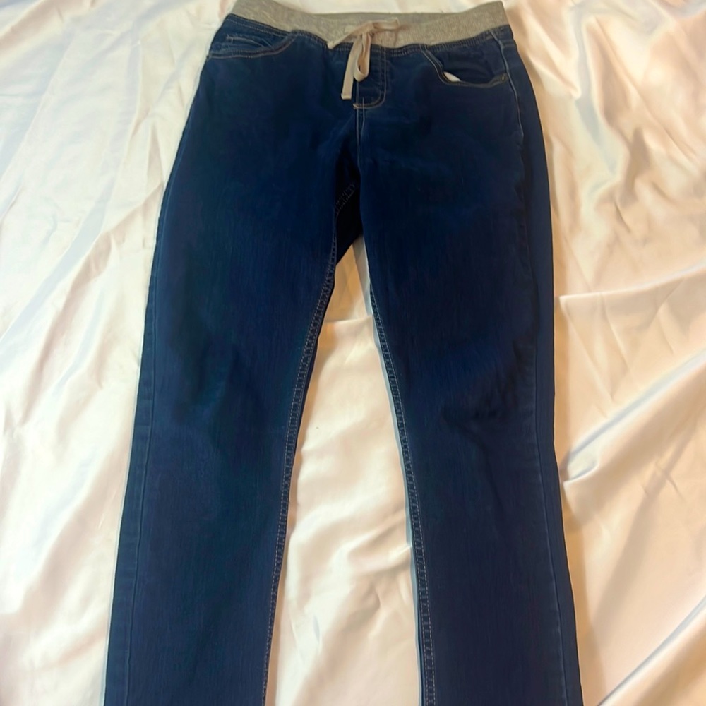 Dark Denim Justice Jeans w/ elastic band (super skinny